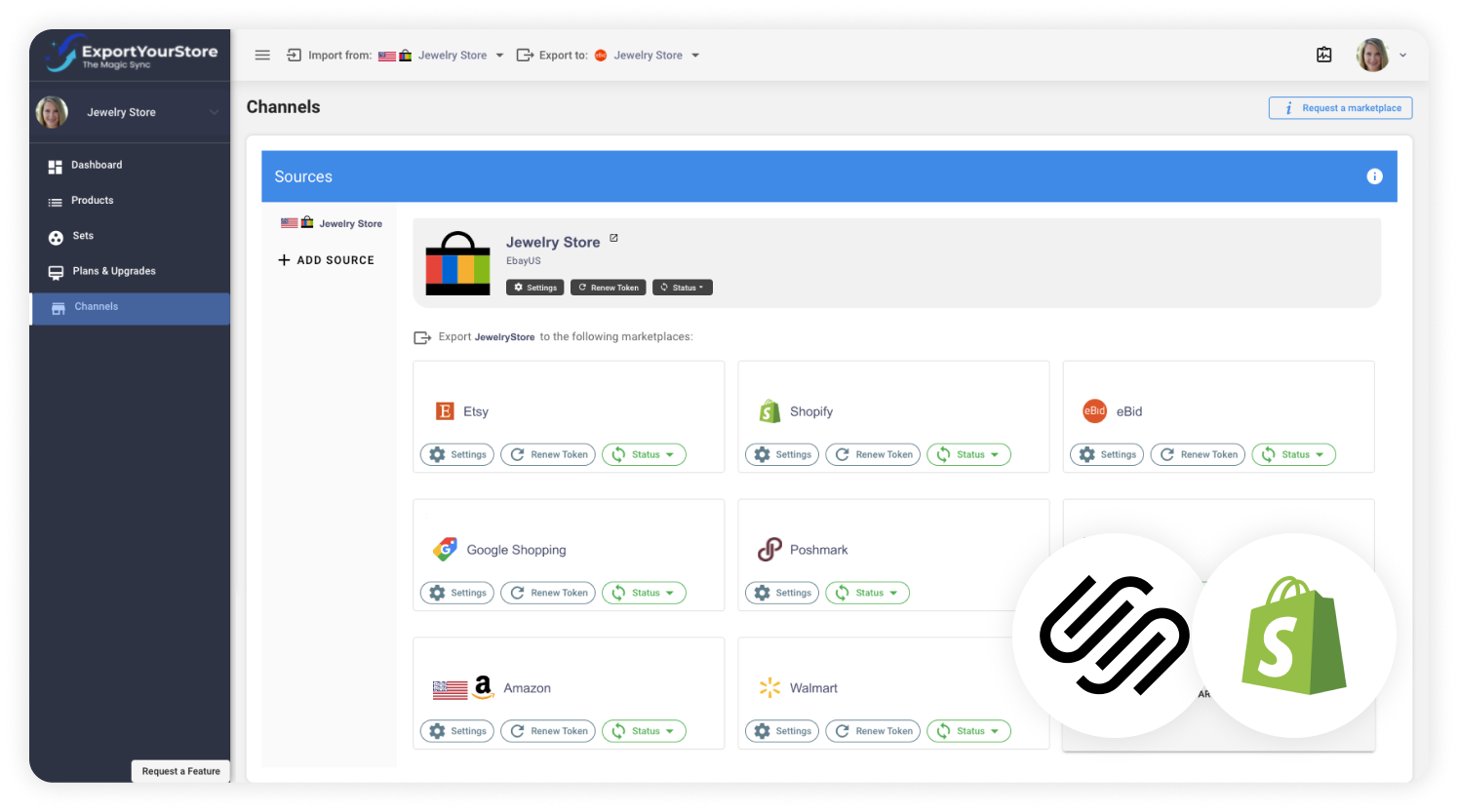sell Squarespace products on Shopify