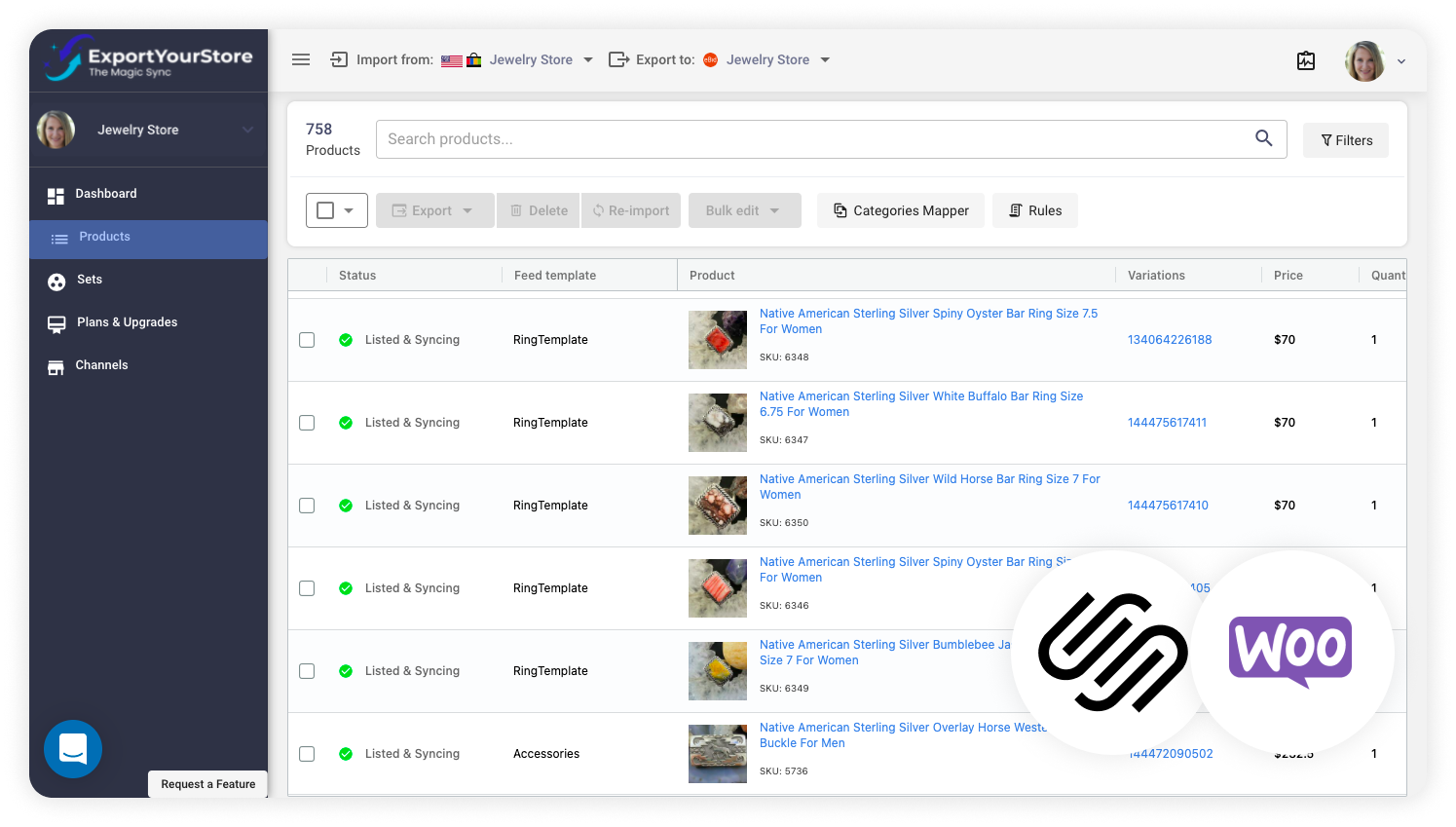 sell Squarespace products on WooCommerce