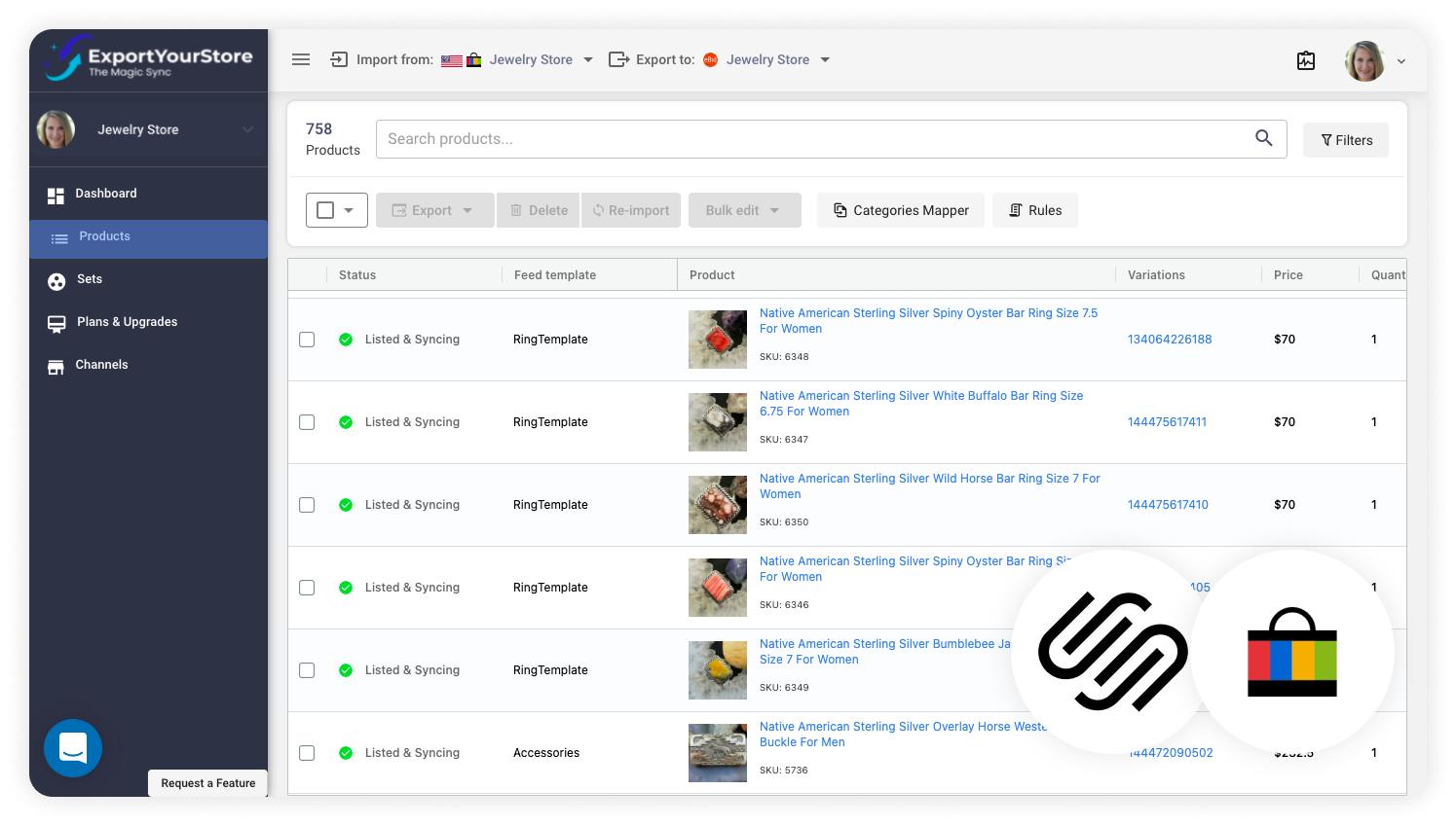 sell Squarespace products on eBay