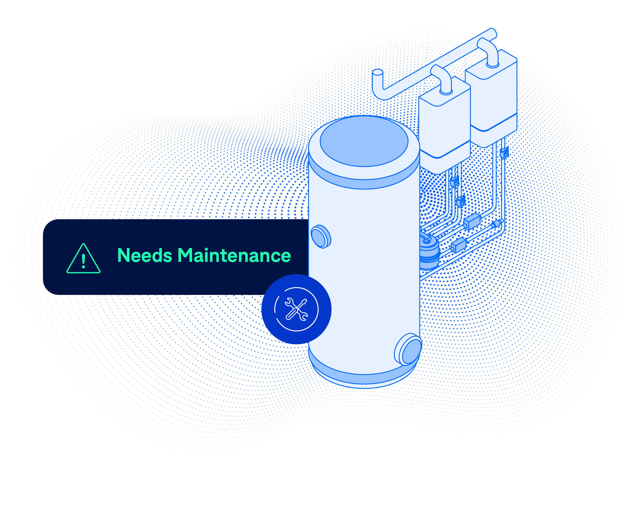 An asset showing an alert displaying "needs maintenance."