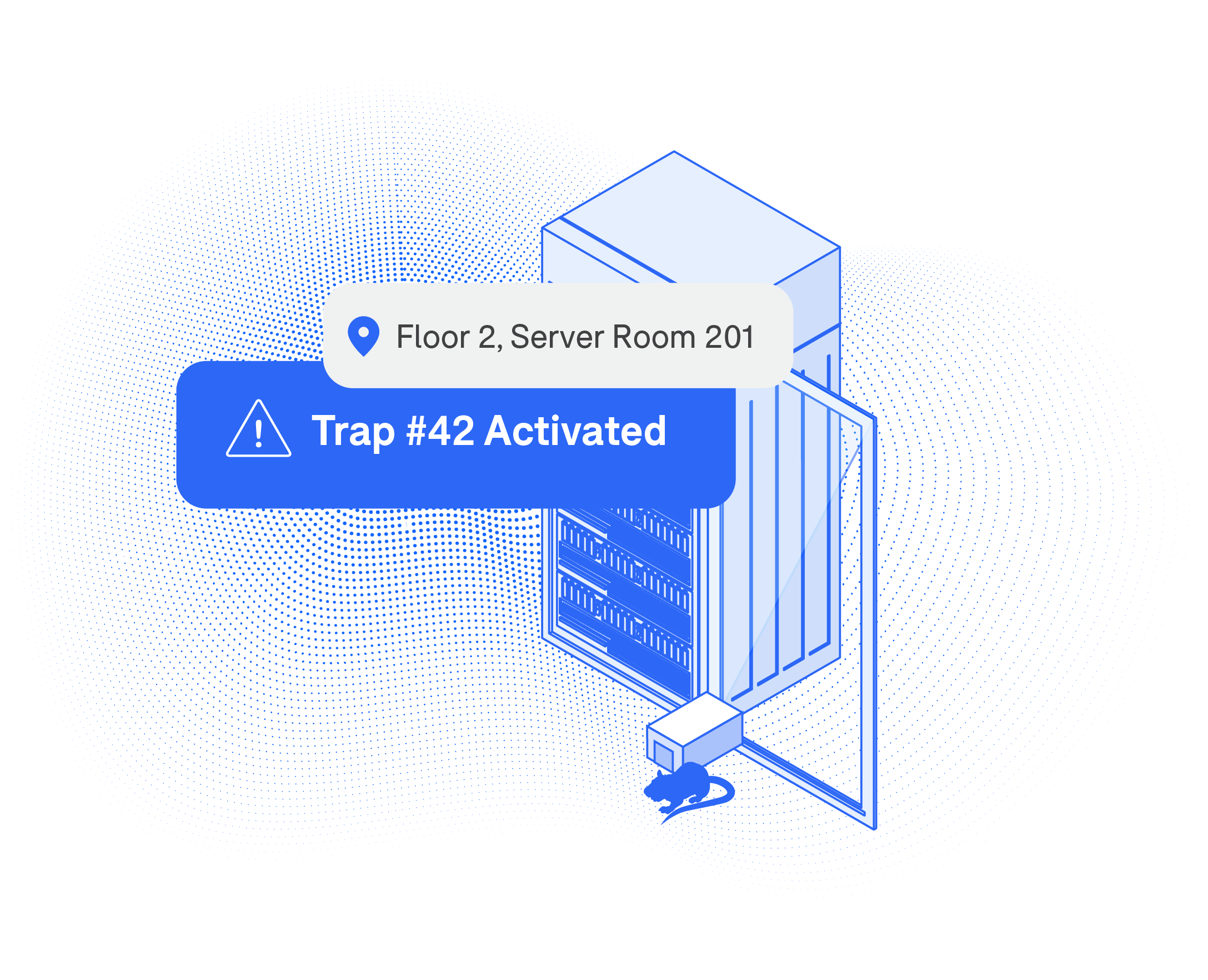 A pest trap activating an alert near an asset. 