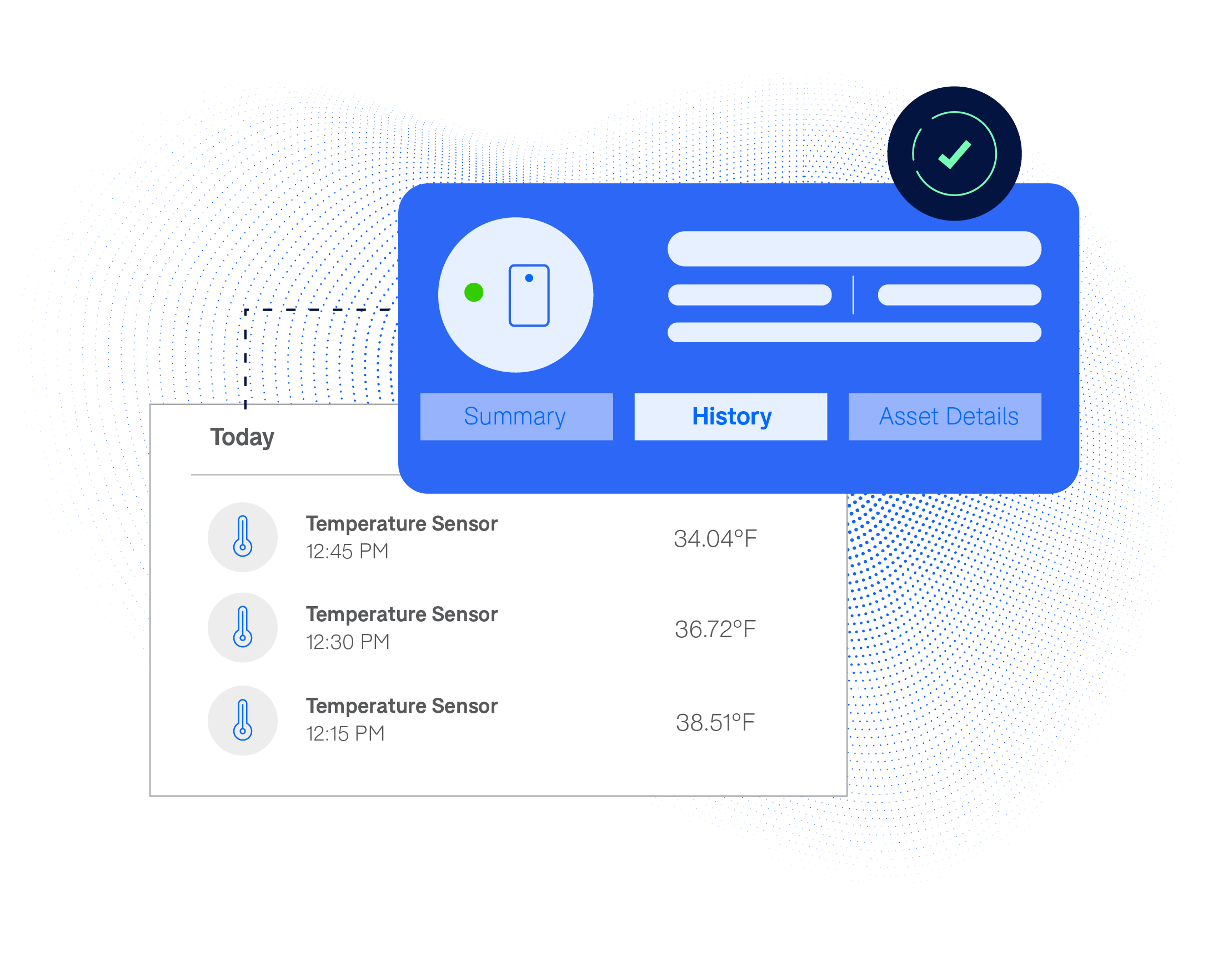 Temperature Data and alert pop-up.