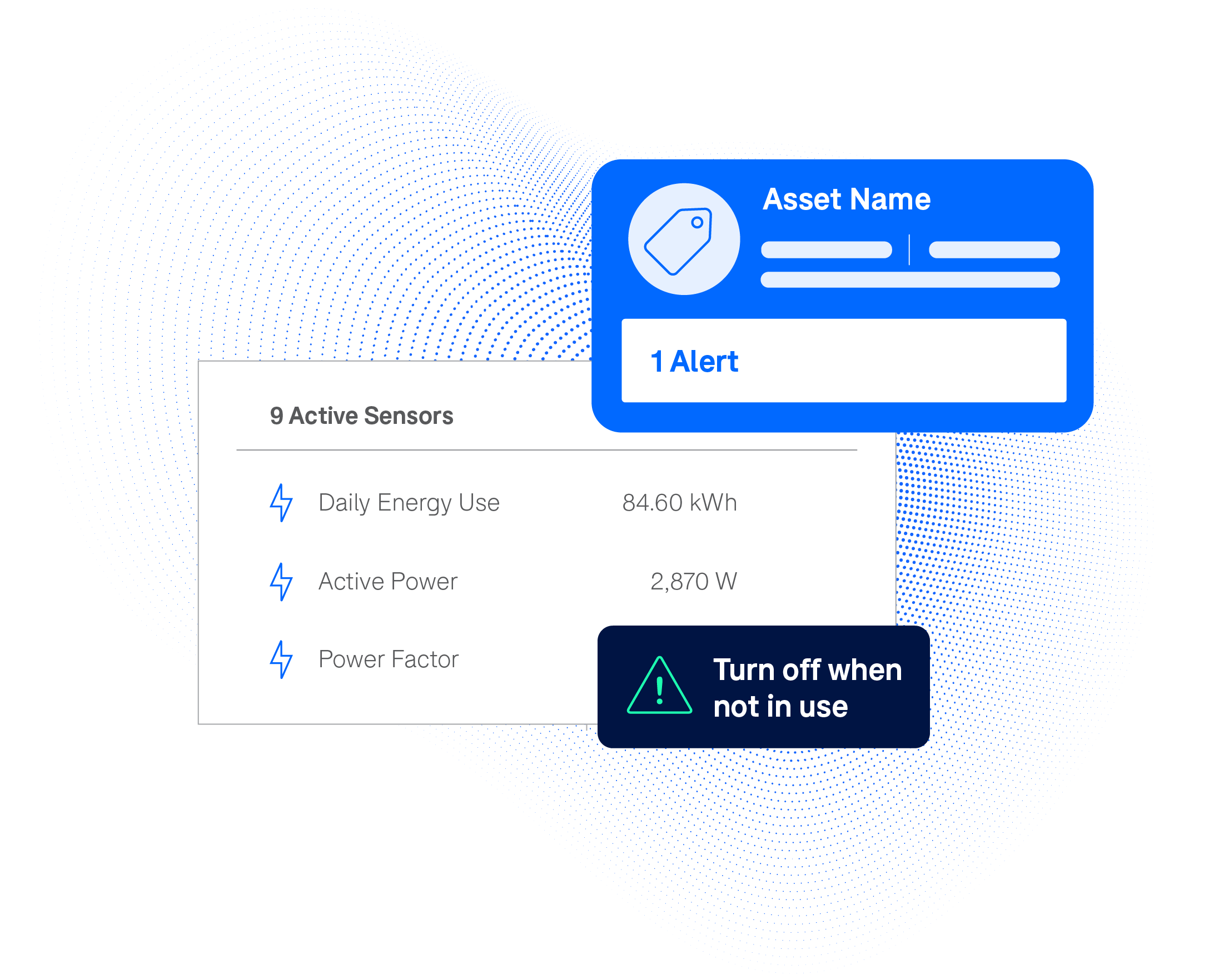 Power monitoring device data with alert. 
