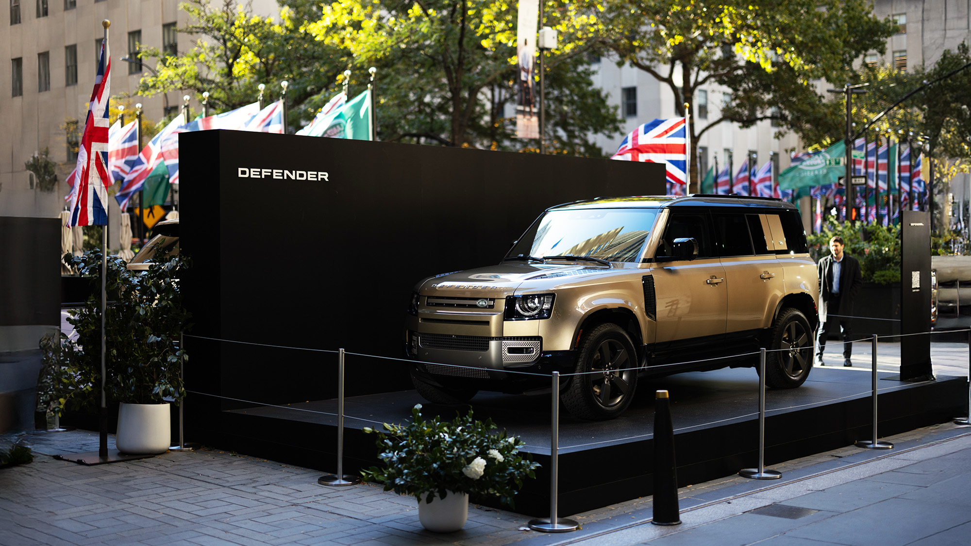 a group of ferraris on a fall road