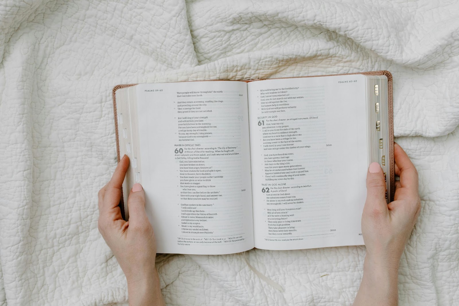 Person holding a bible open
