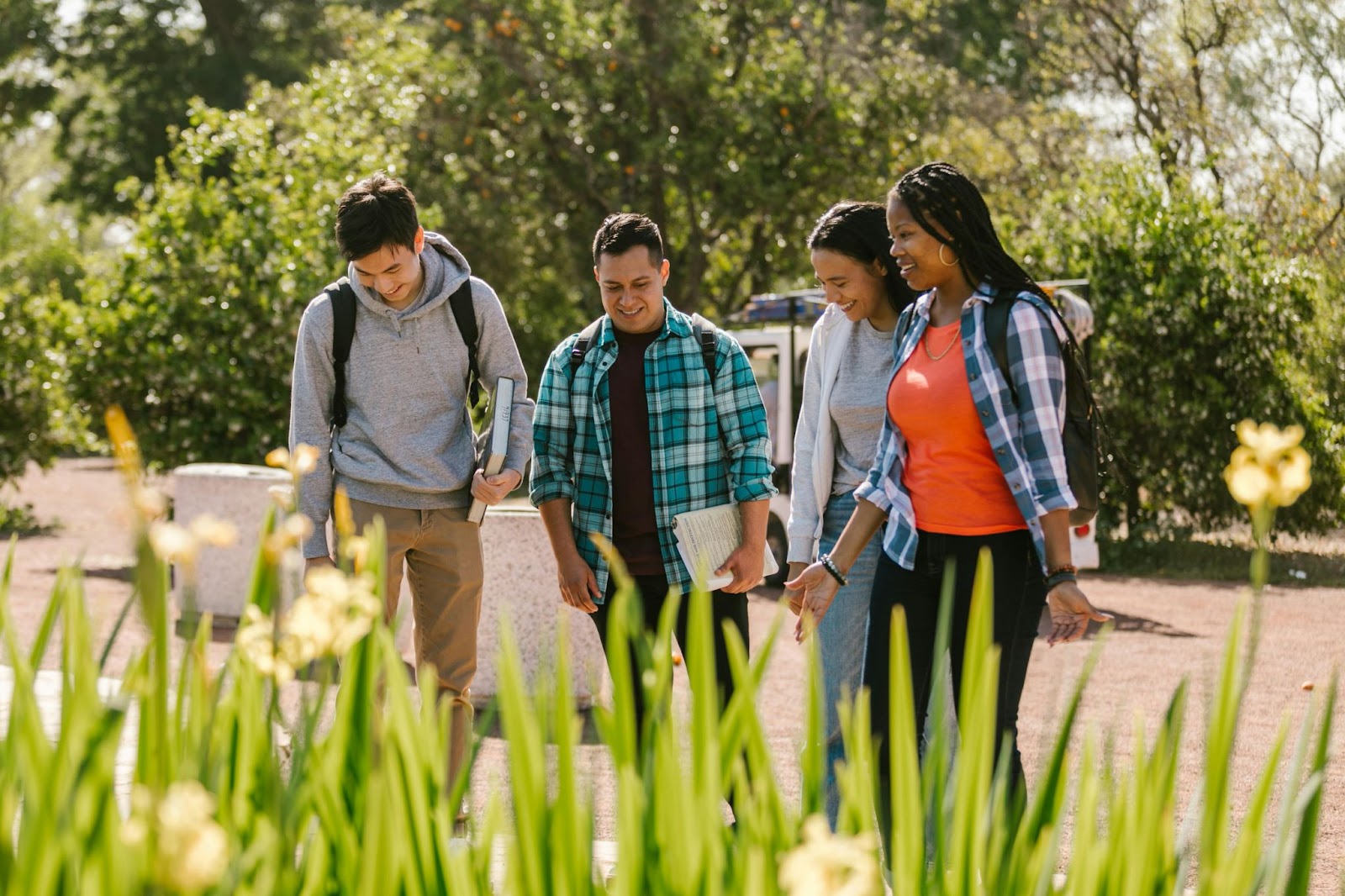 College students walking together
