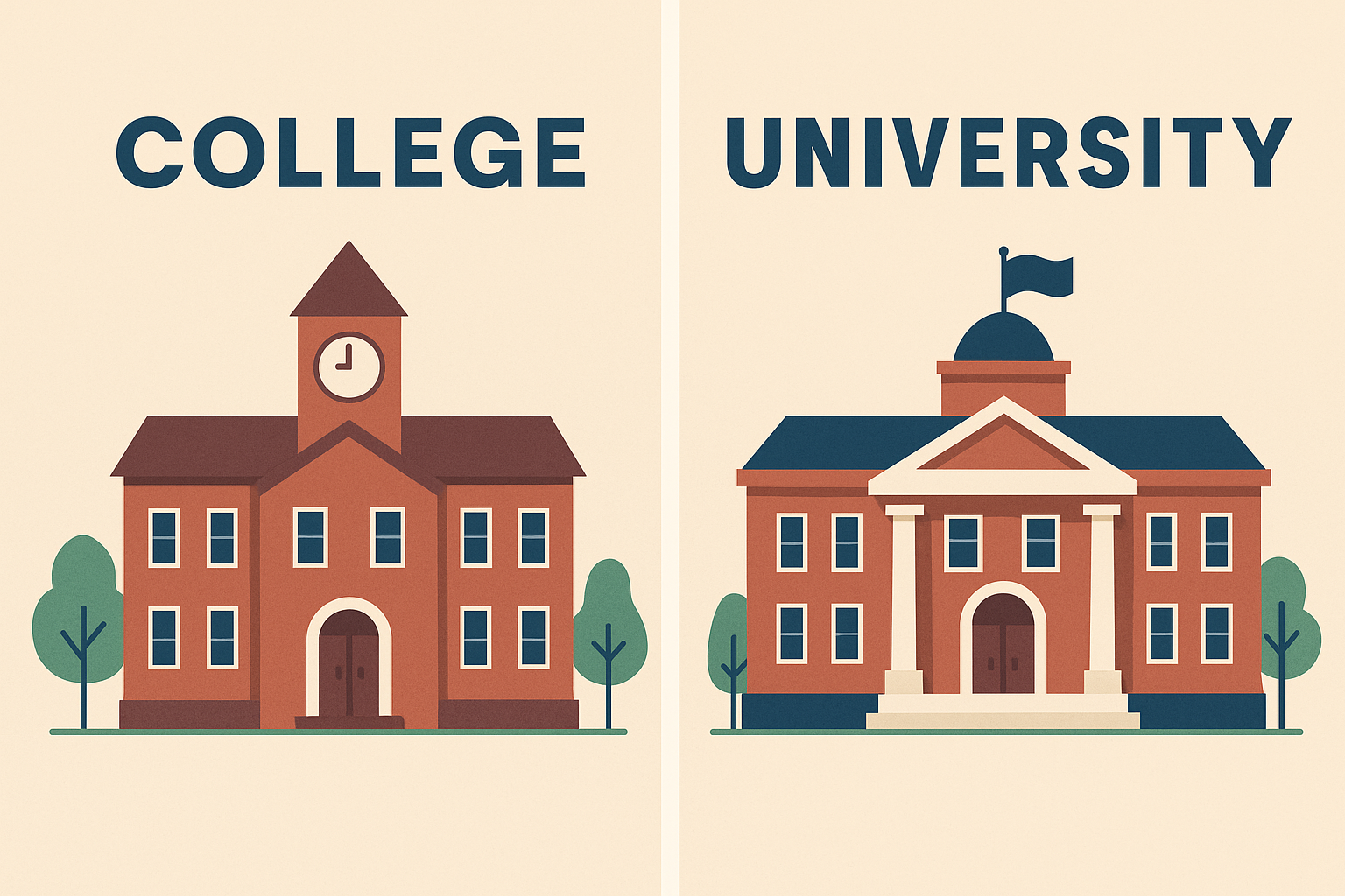 Illustration of college and university