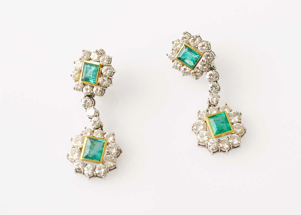 Ohrringe Smaragt und Diamanten