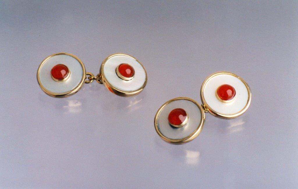 Manschettenknöpfe Perlmutt mit Feueropal