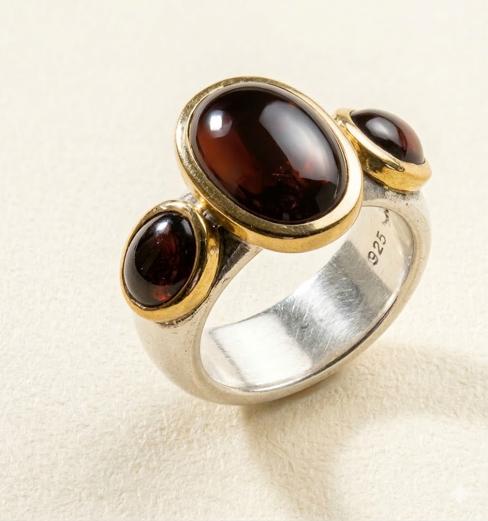 Ring mit drei Granat Steinen