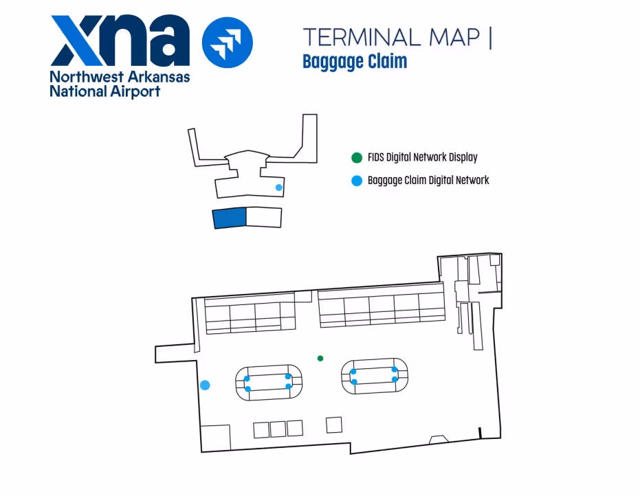 In arrivals, departures, and main gathering areas