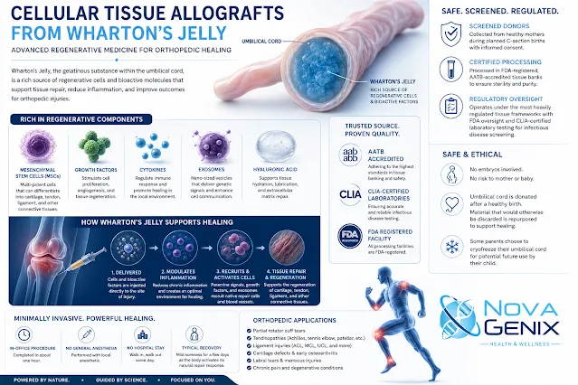 Wharton's Jelly cellular tissue allografts for healing