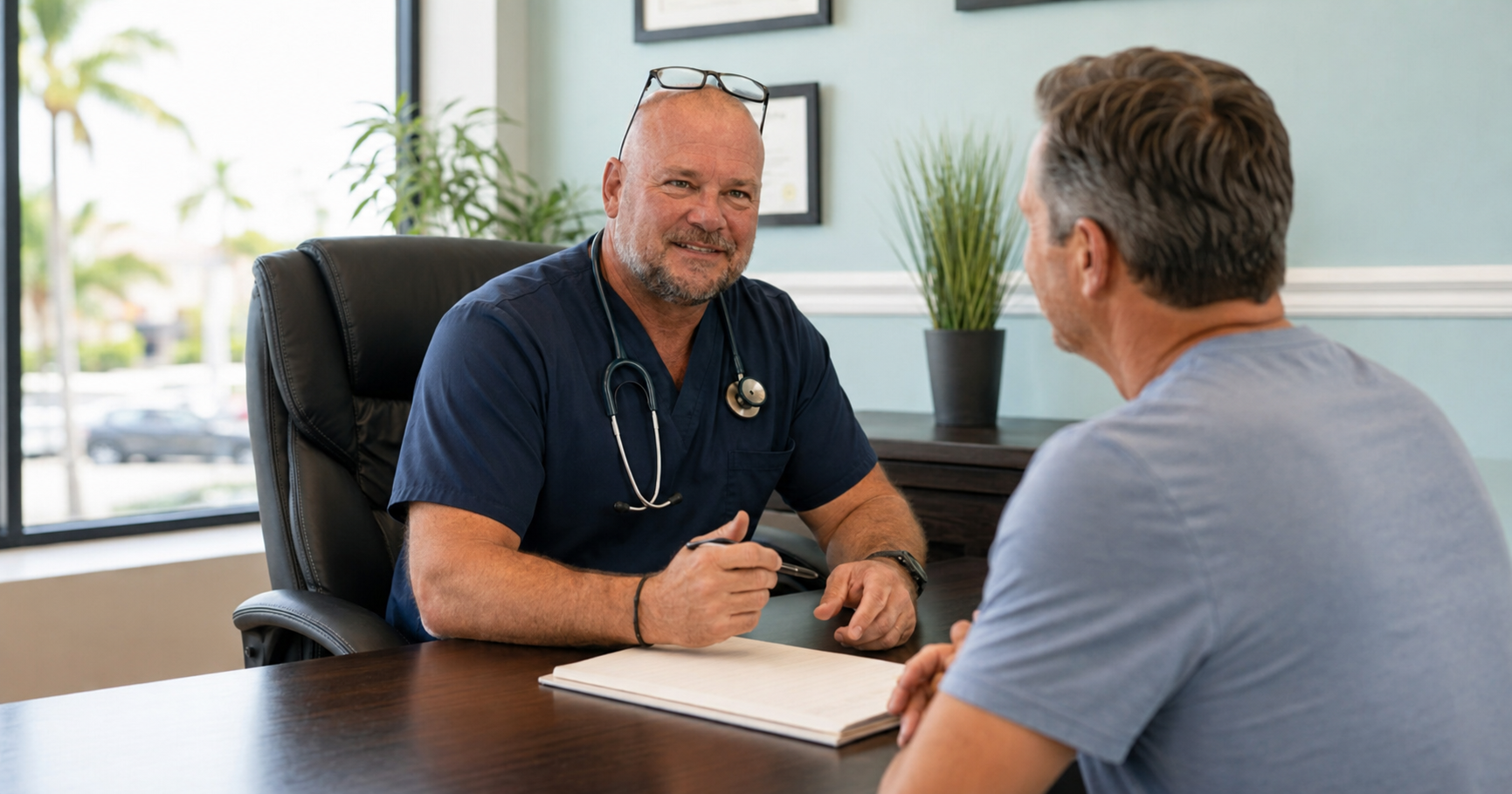 Timothy Mackey, D.O., Medical Director of NovaGenix in his Jupiter office
