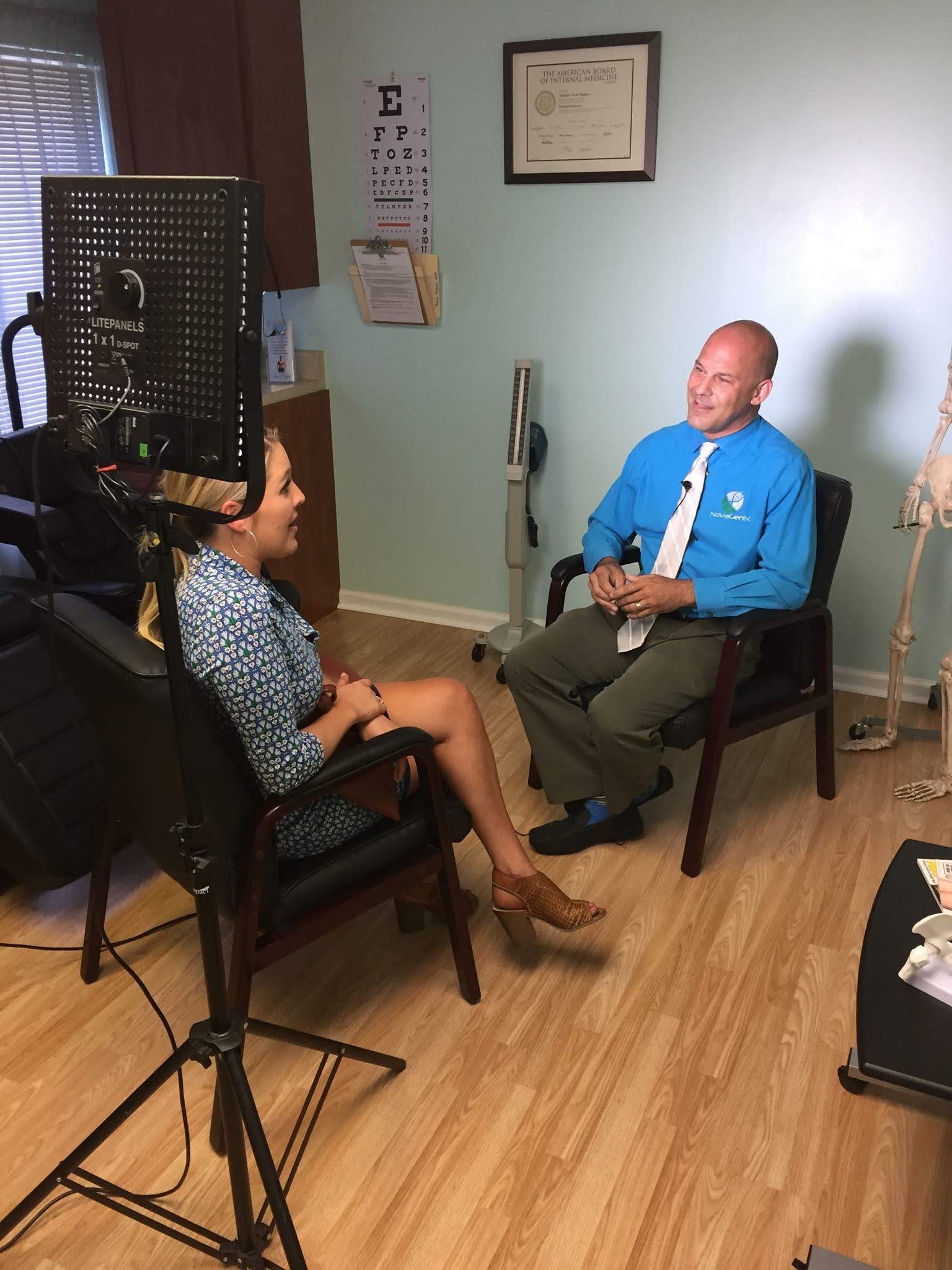 Tim Bruce being interviewed by CBS12 at the NovaGenix Jupiter clinic