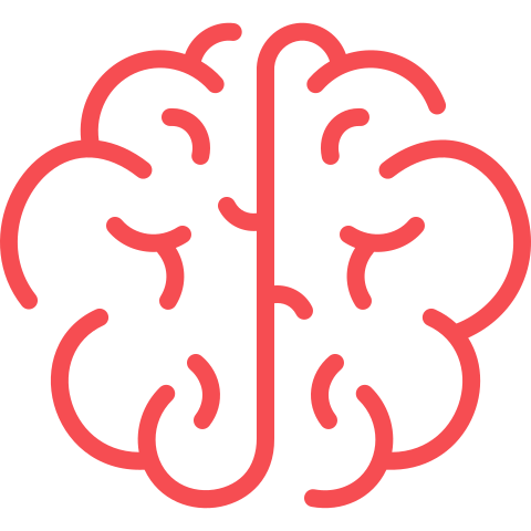 red icon depicting the top of a simple brain 