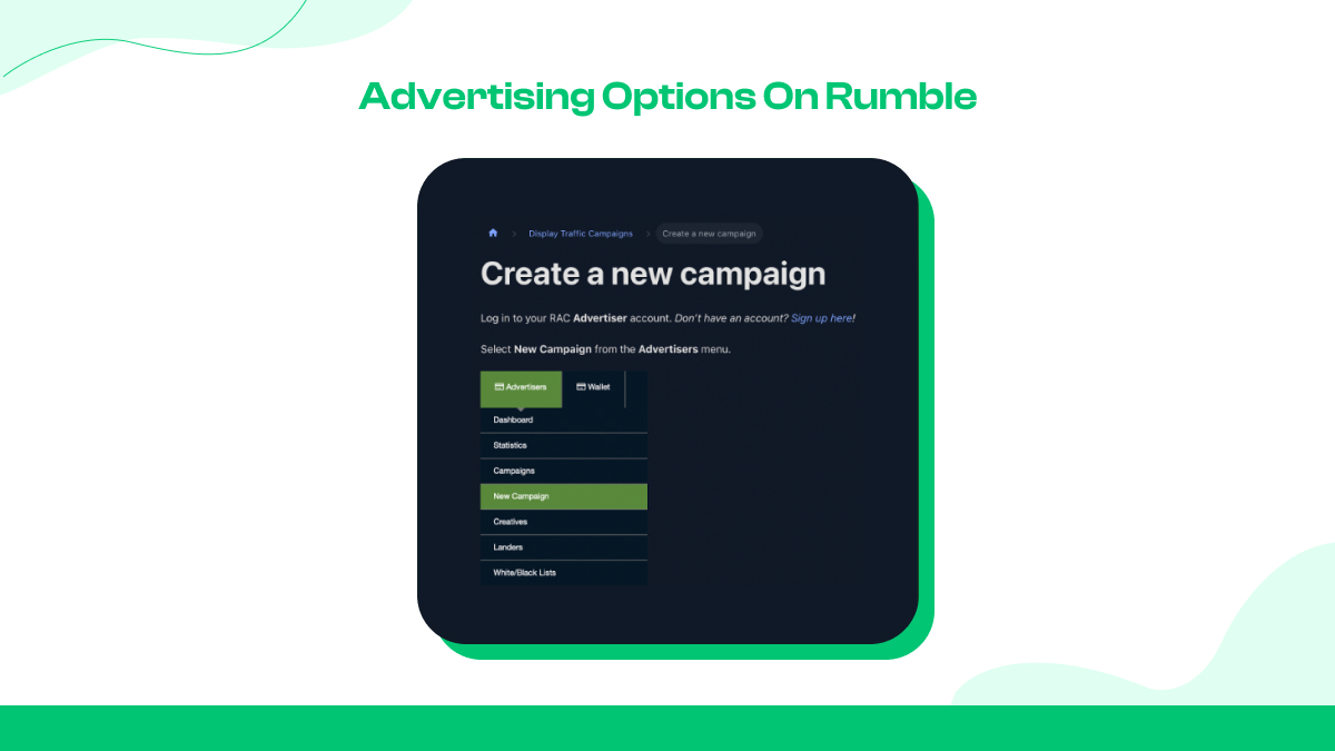 Advertising Options on Rumble
