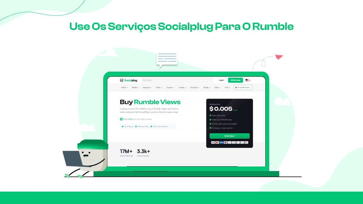Use os serviços Socialplug para o Rumble