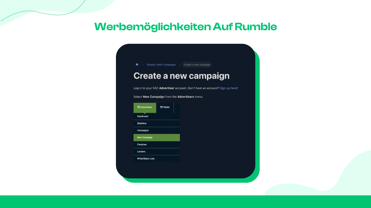 Werbemöglichkeiten auf Rumble