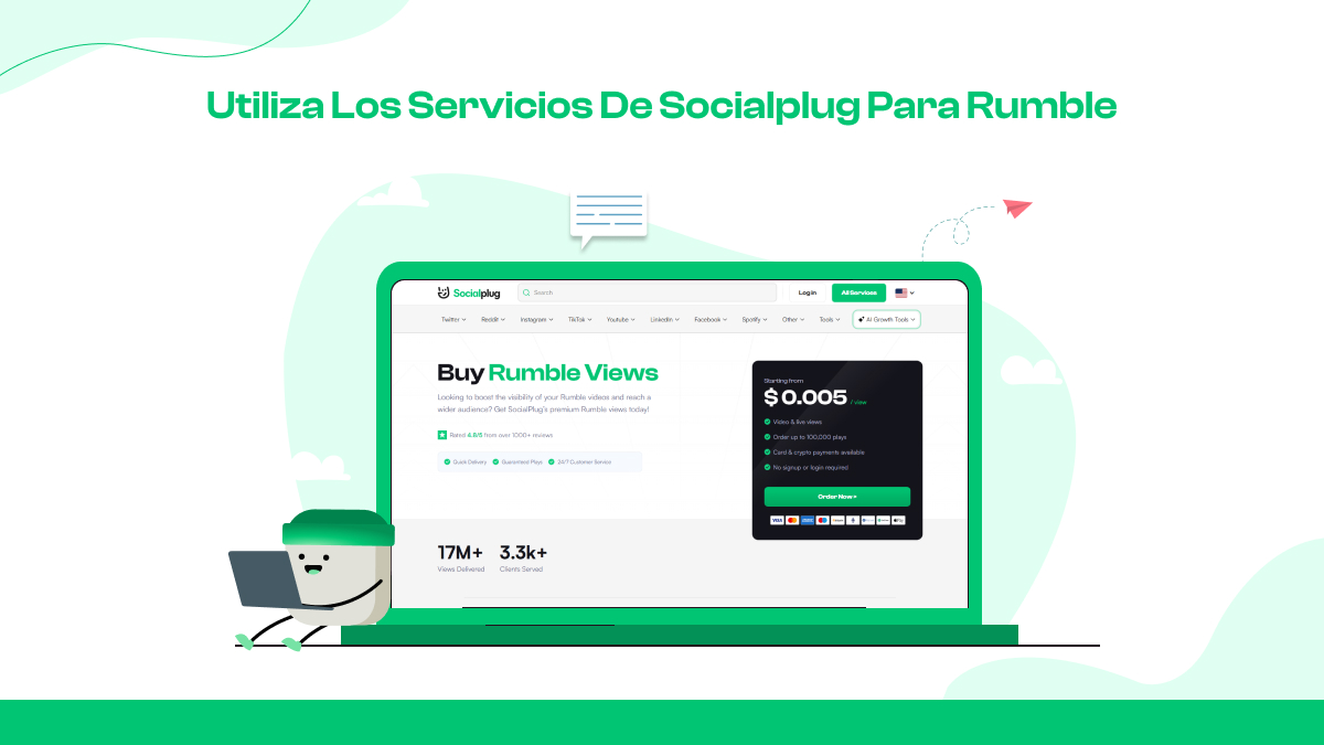 Utiliza los servicios de Socialplug para Rumble.