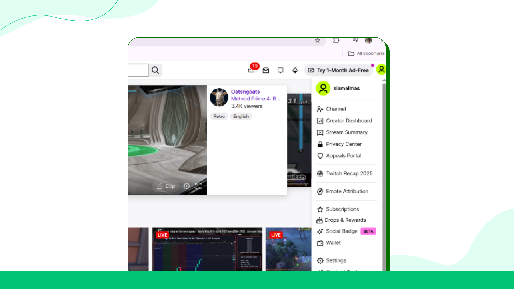 Click your profile avatar in the top-right corner of the screen