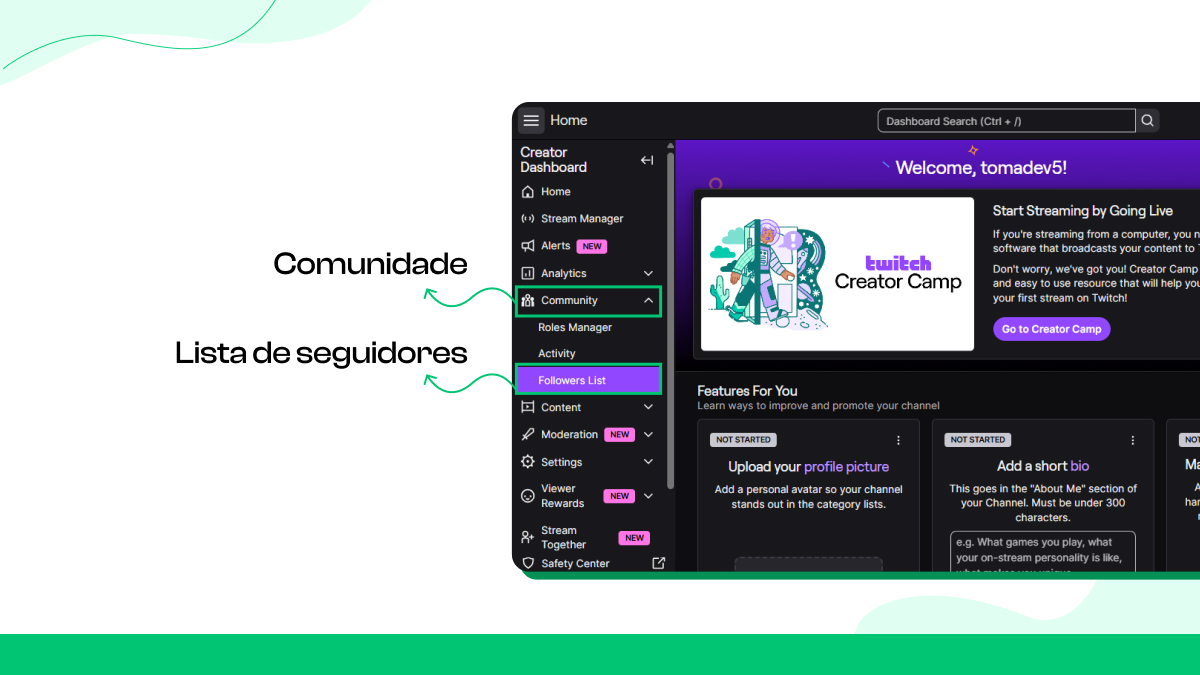  Na barra lateral esquerda do painel de controle