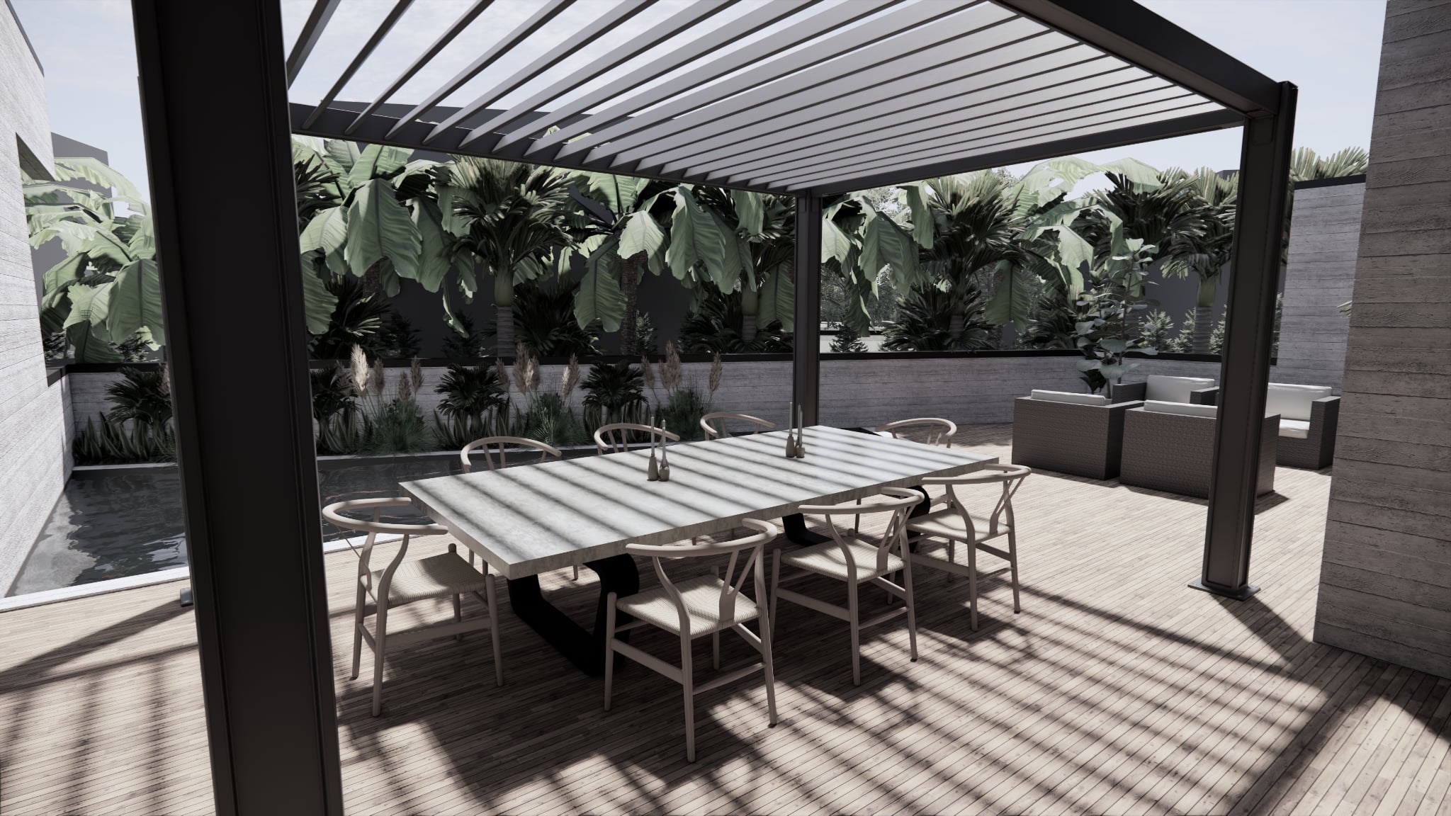 Seaside Escape blends luxury, sustainability, and coastal charm, offering elegant living spaces and a serene outdoor retreat.