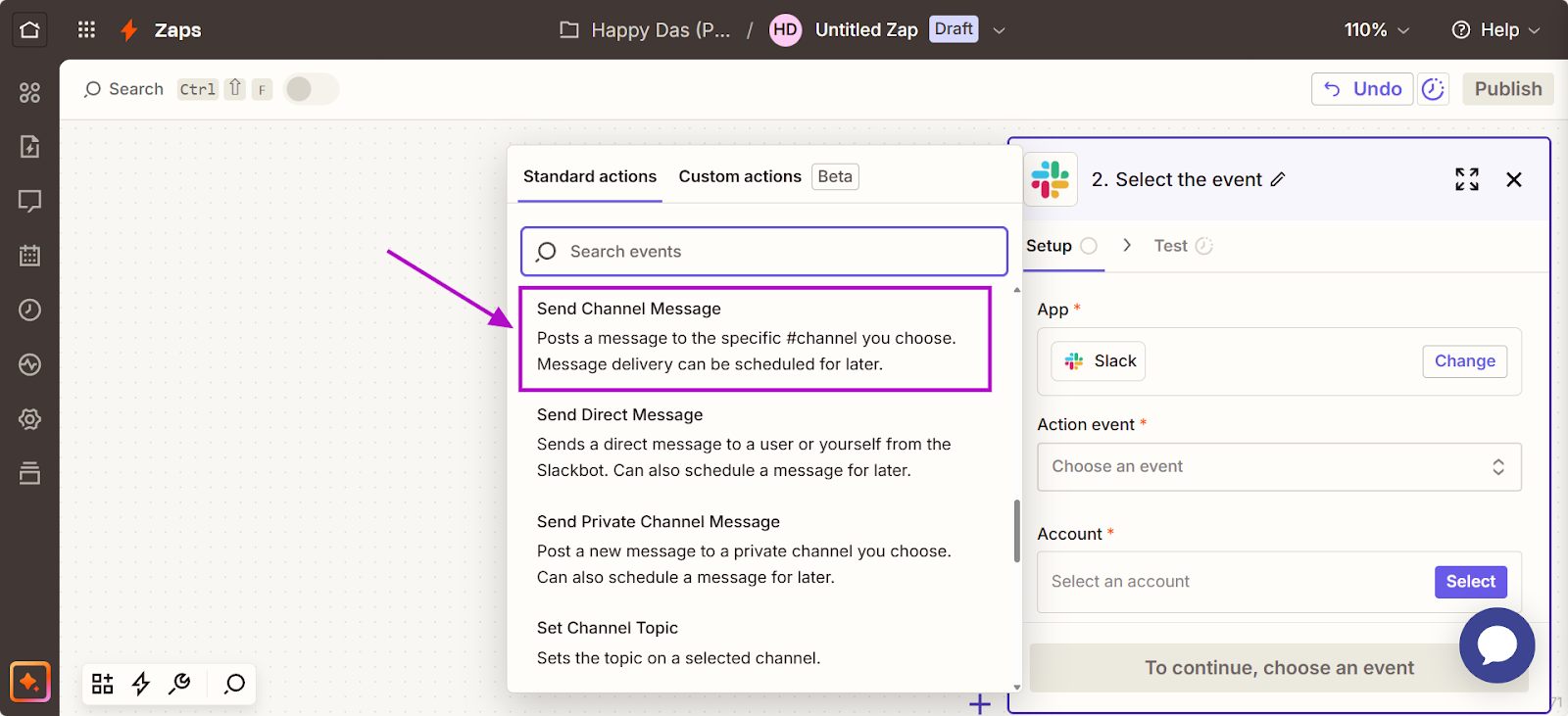 Set up the Slack Action