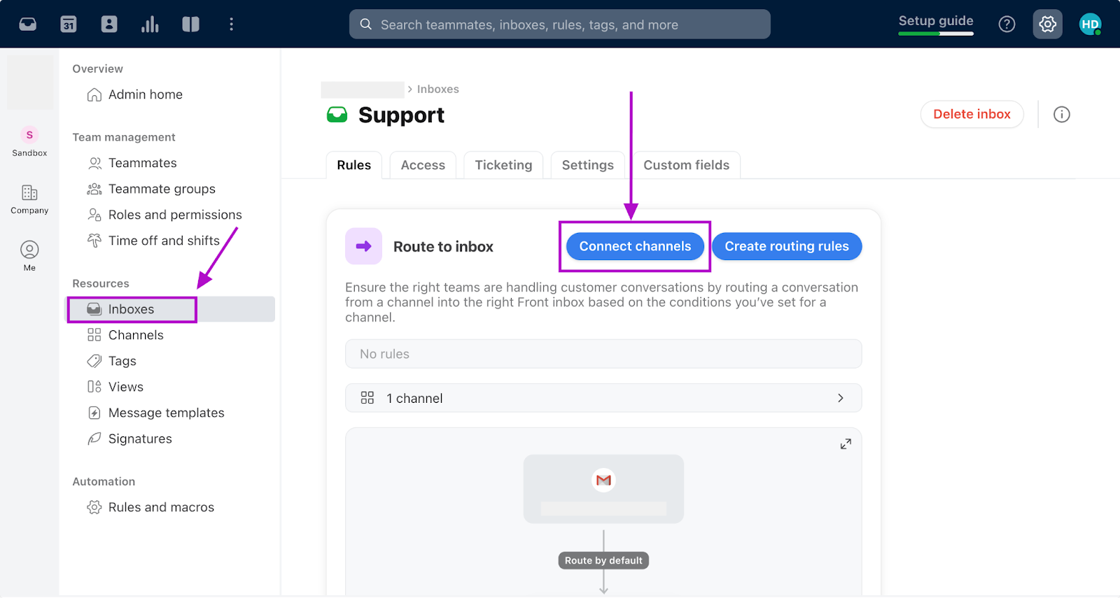 Inside settings, click Channels ➜ Connect channels.