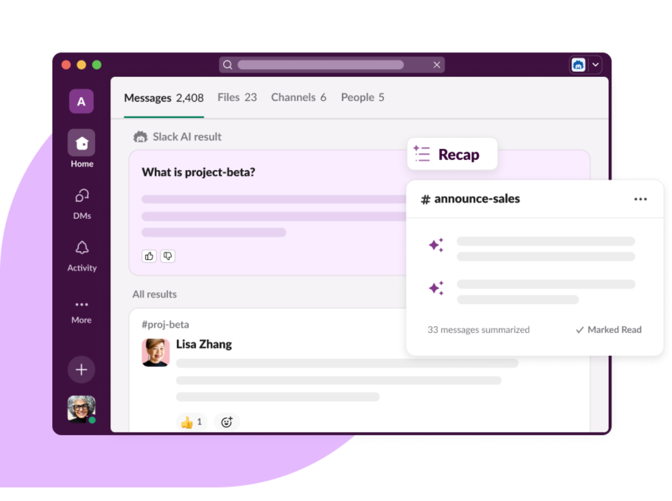 Screenshot of Slack AI-generated results for a query or analysis.