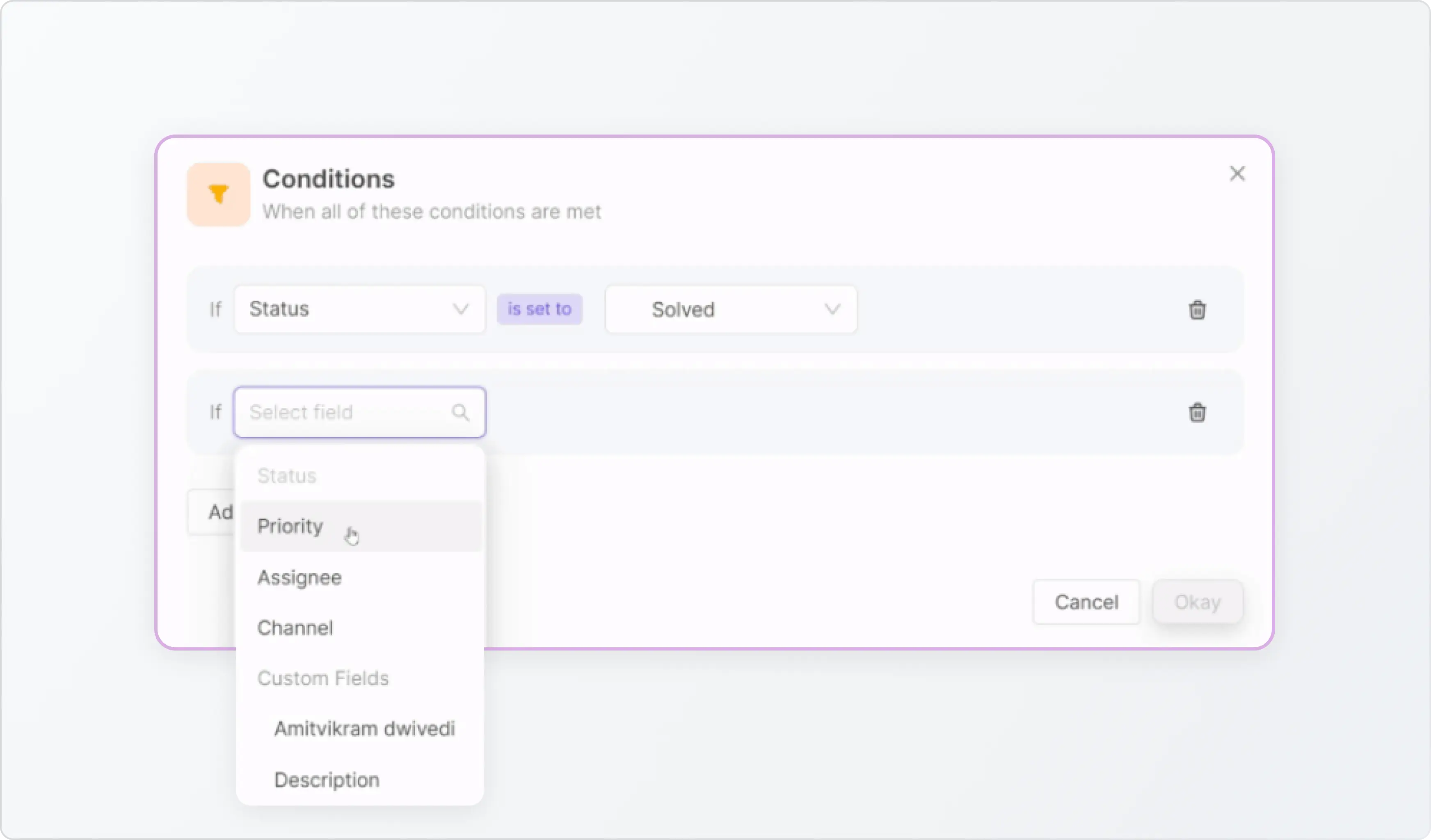 ClearFeed Automations - Conditions
