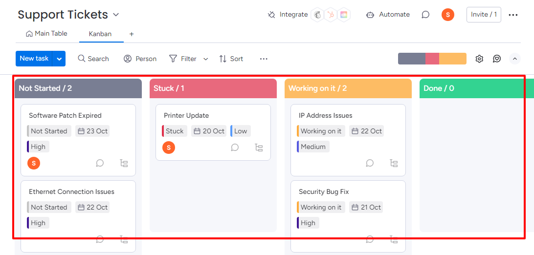 Step 2 to create a new ticket - Fill in the ticket’s basic information, and click on Create Task. You can customize the Ticket assignee, status, due date, and priority.