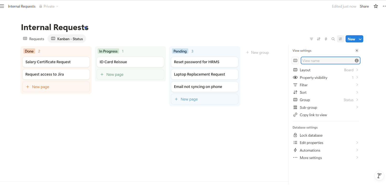 Kanban View (by Status)