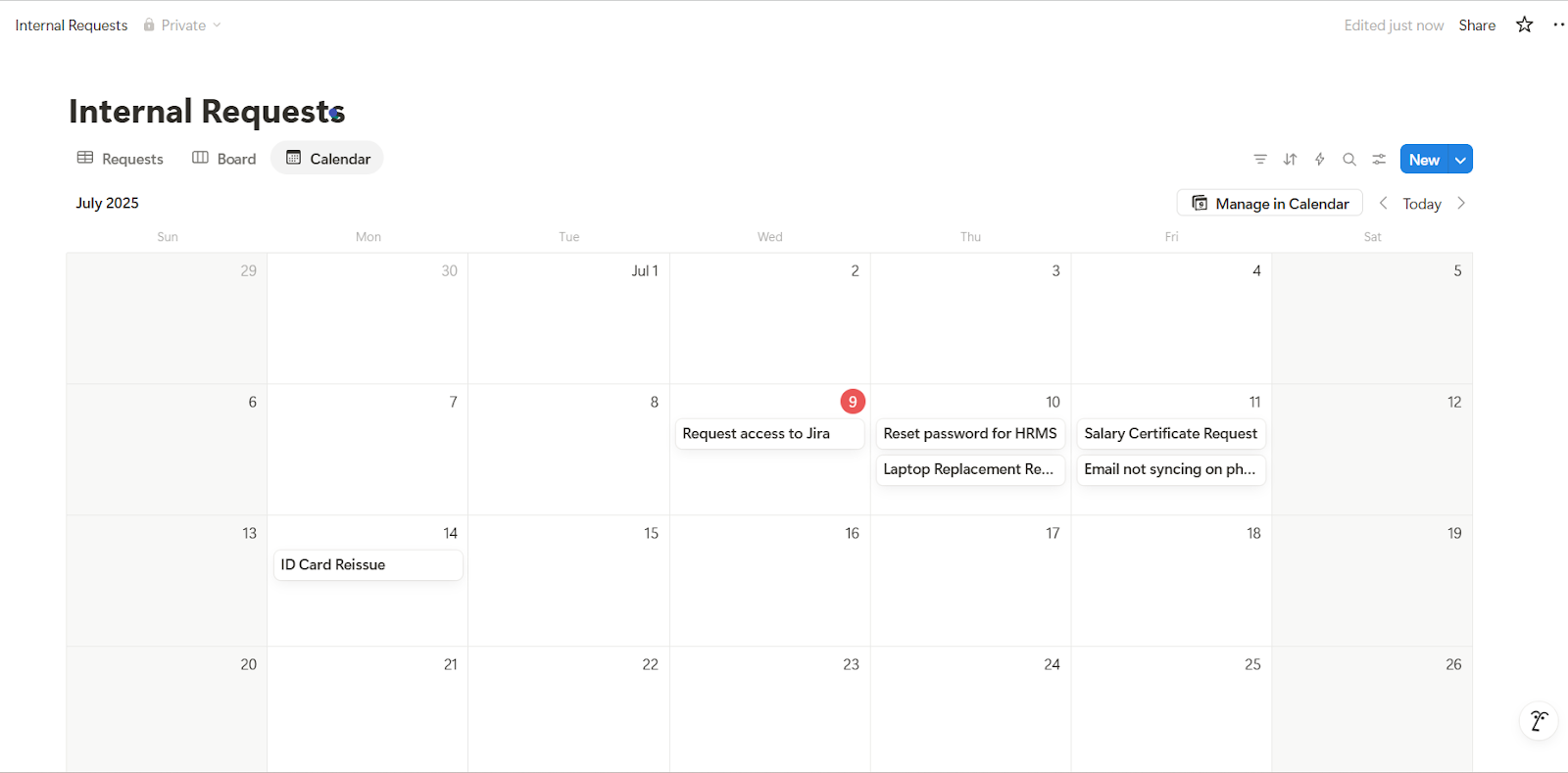 Calendar View