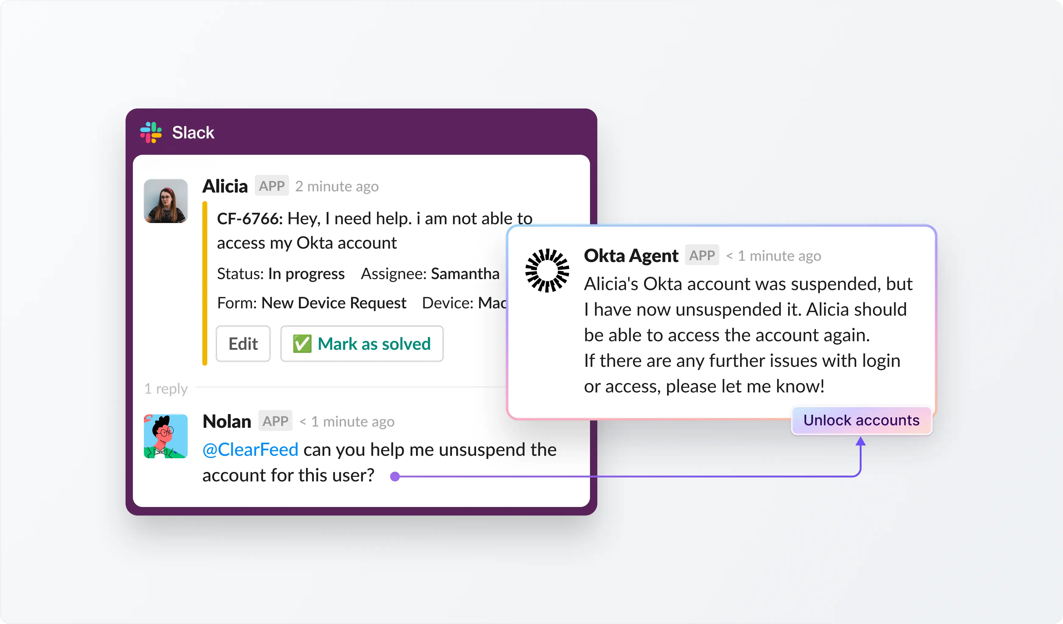 Unlock accounts in seconds