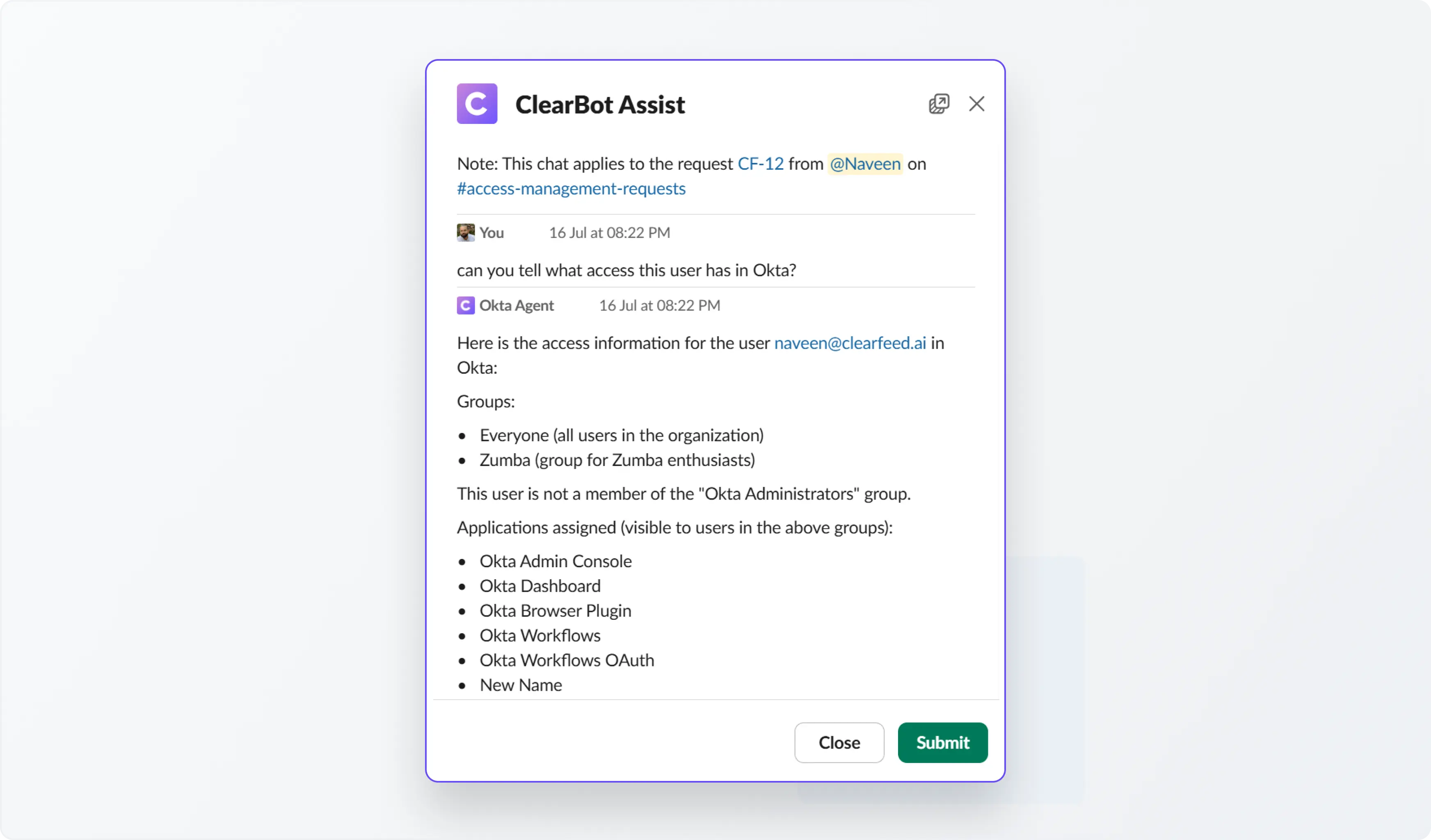 View apps assigned to a user