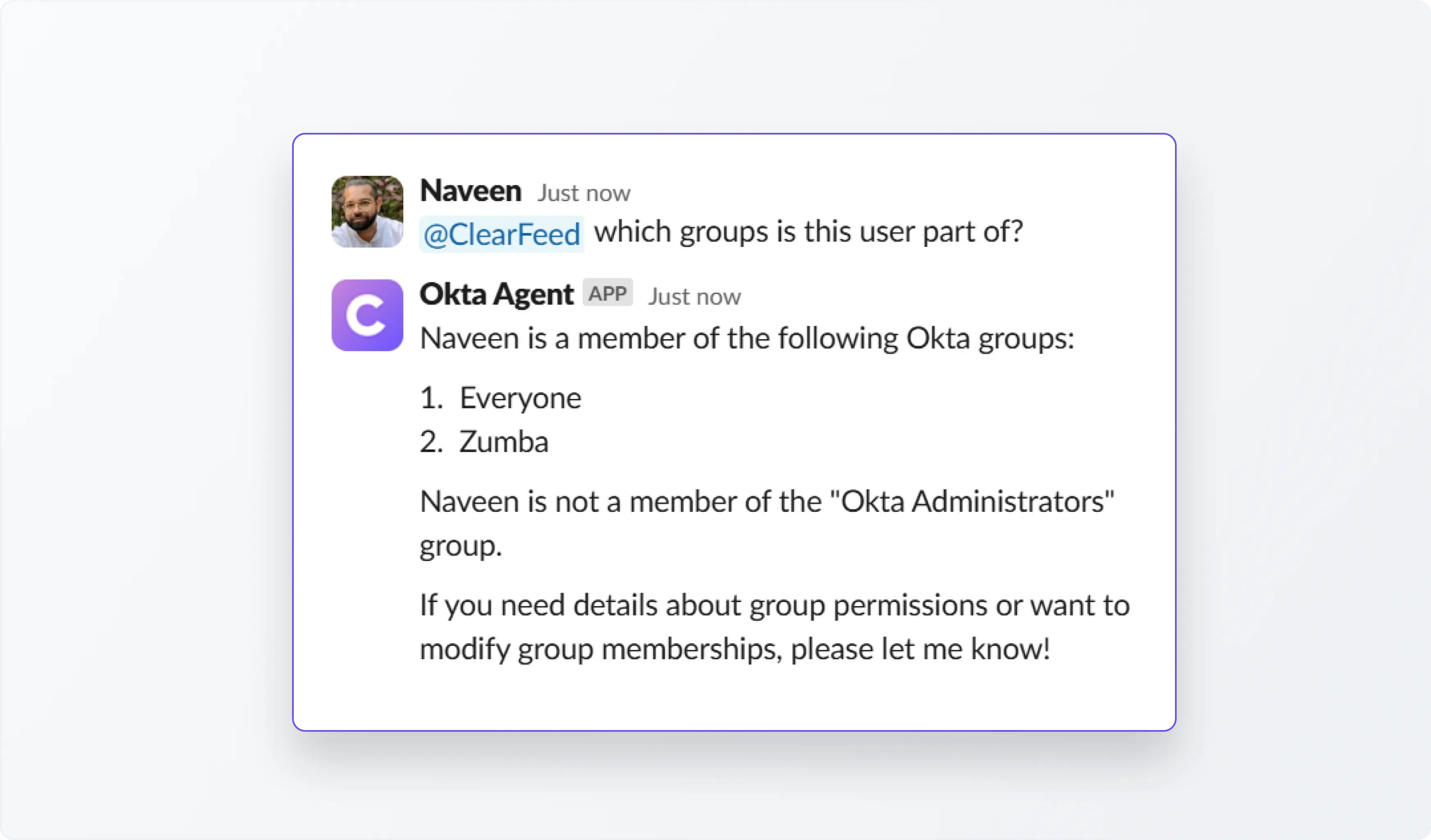 Maintain user access from Slack
