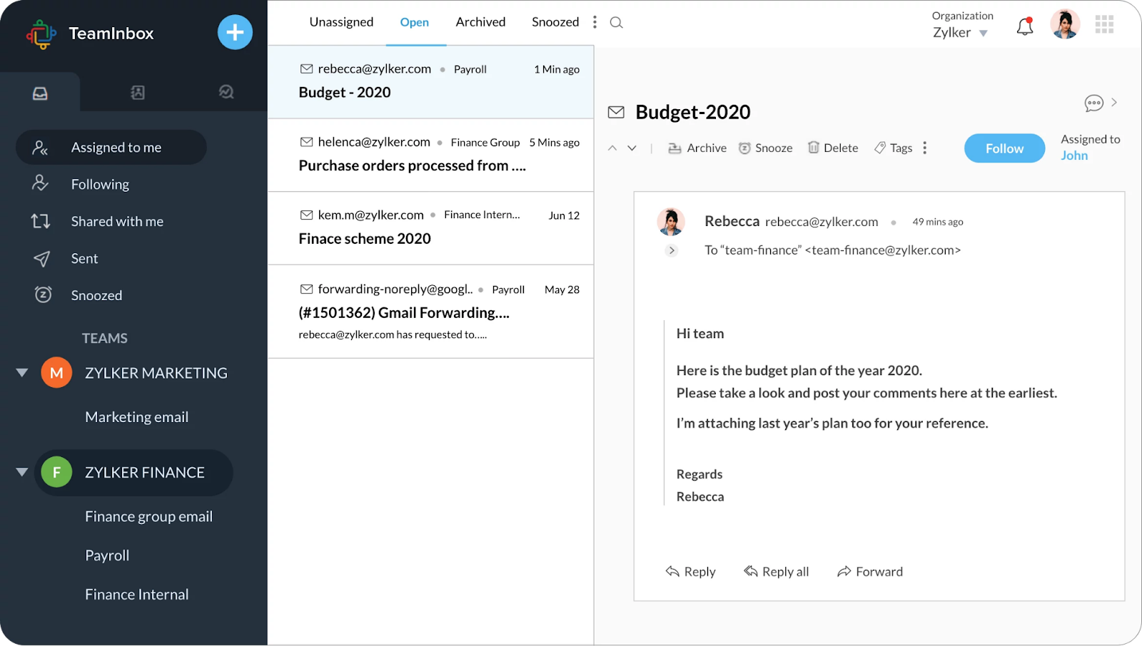 Zoho TeamInbox