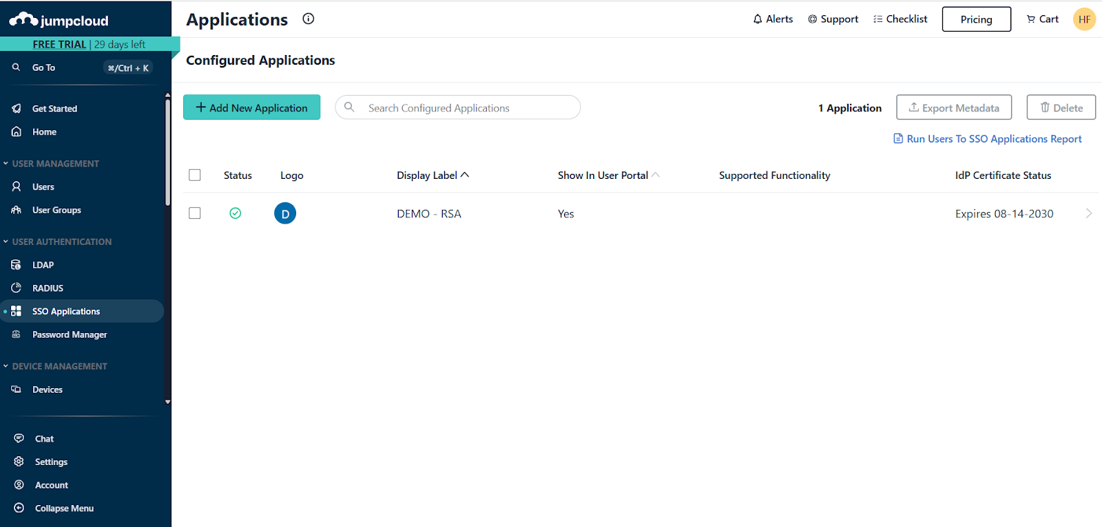 Log in to your JumpCloud Admin Portal.