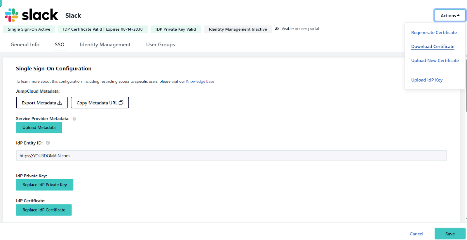 Step 1: Add Slack as an SSO App in JumpCloud