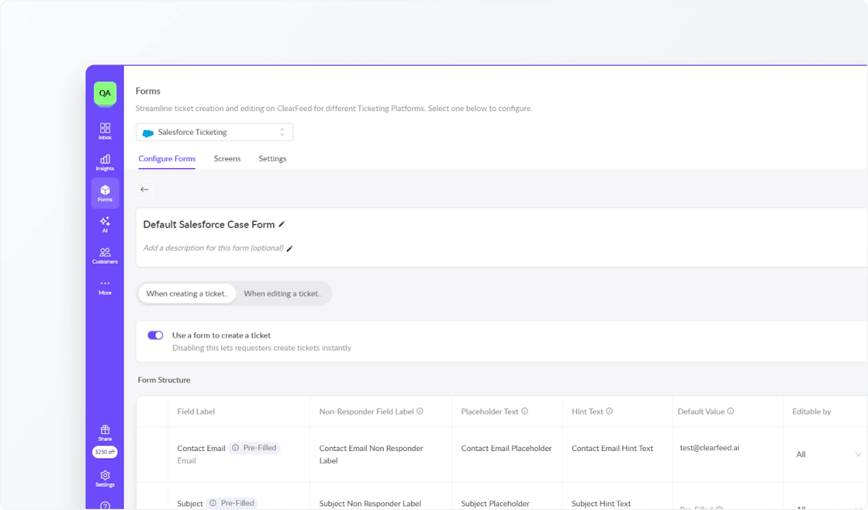 Streamline Ticket management with Salesforce Forms
