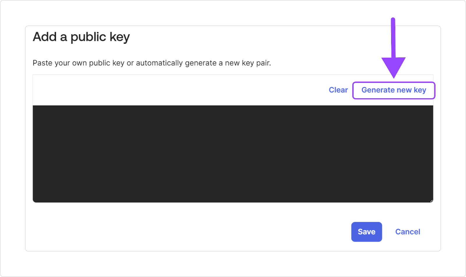 In the PUBLIC KEYS section, click Add → Generate new key and have Okta generate a key for you.