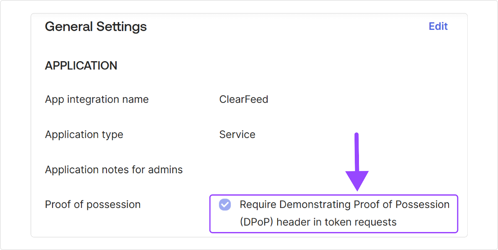 Clear the checkmark from the Require Demonstrating Proof of Possession (DPoP) header in token requests option. And save the settings.