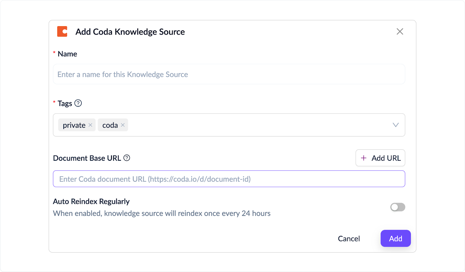 Toggle Auto reindex regularly to refresh content daily.