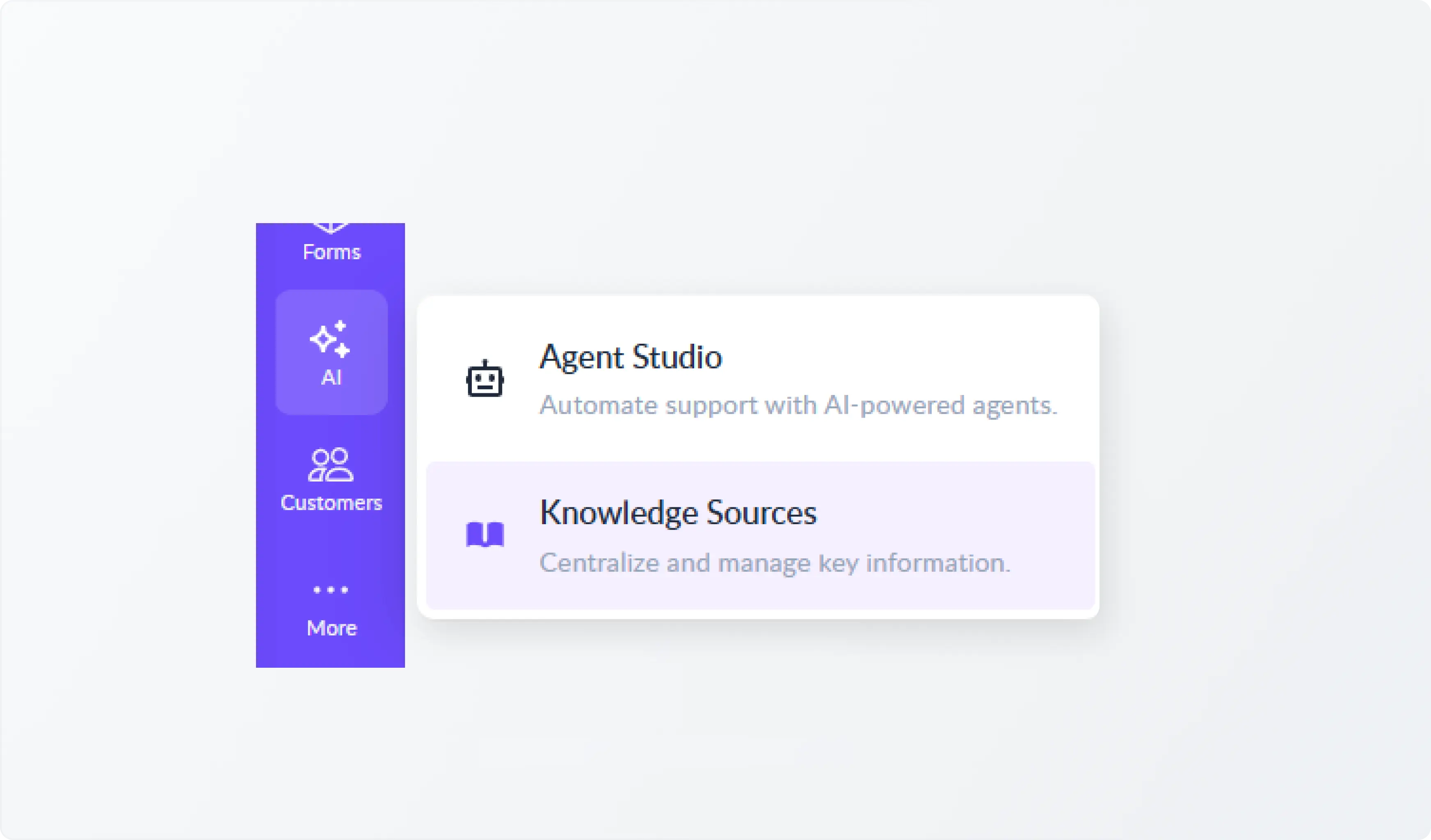 Open the ClearFeed WebApp, then navigate to AI > Knowledge Sources from the left navigation menu.