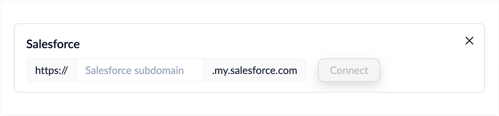 Popup window prompting the user to enter their Salesforce subdomain and API key