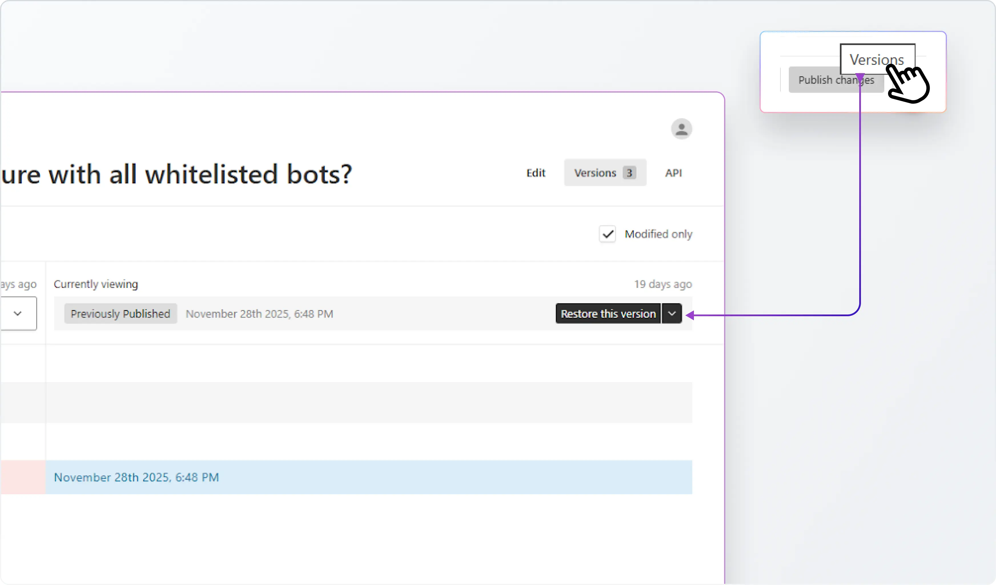 Edit confidently with version history and comparisons