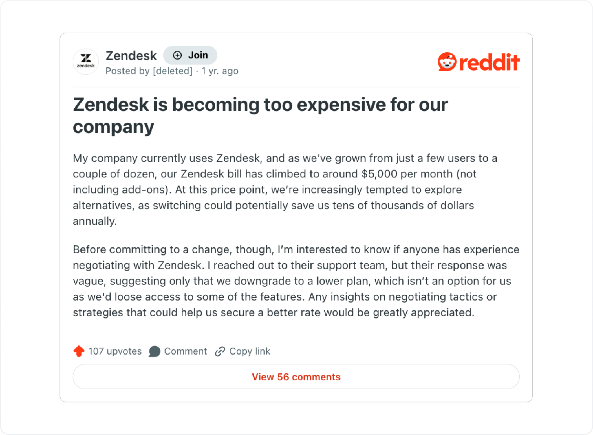 zendesk being expensive