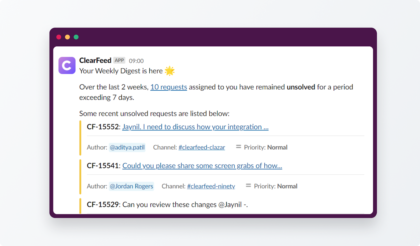 clearfeed weekly digest