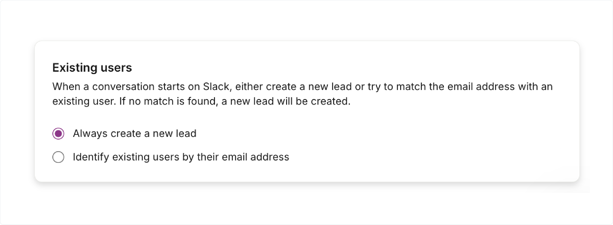 select slack connection with intercom
