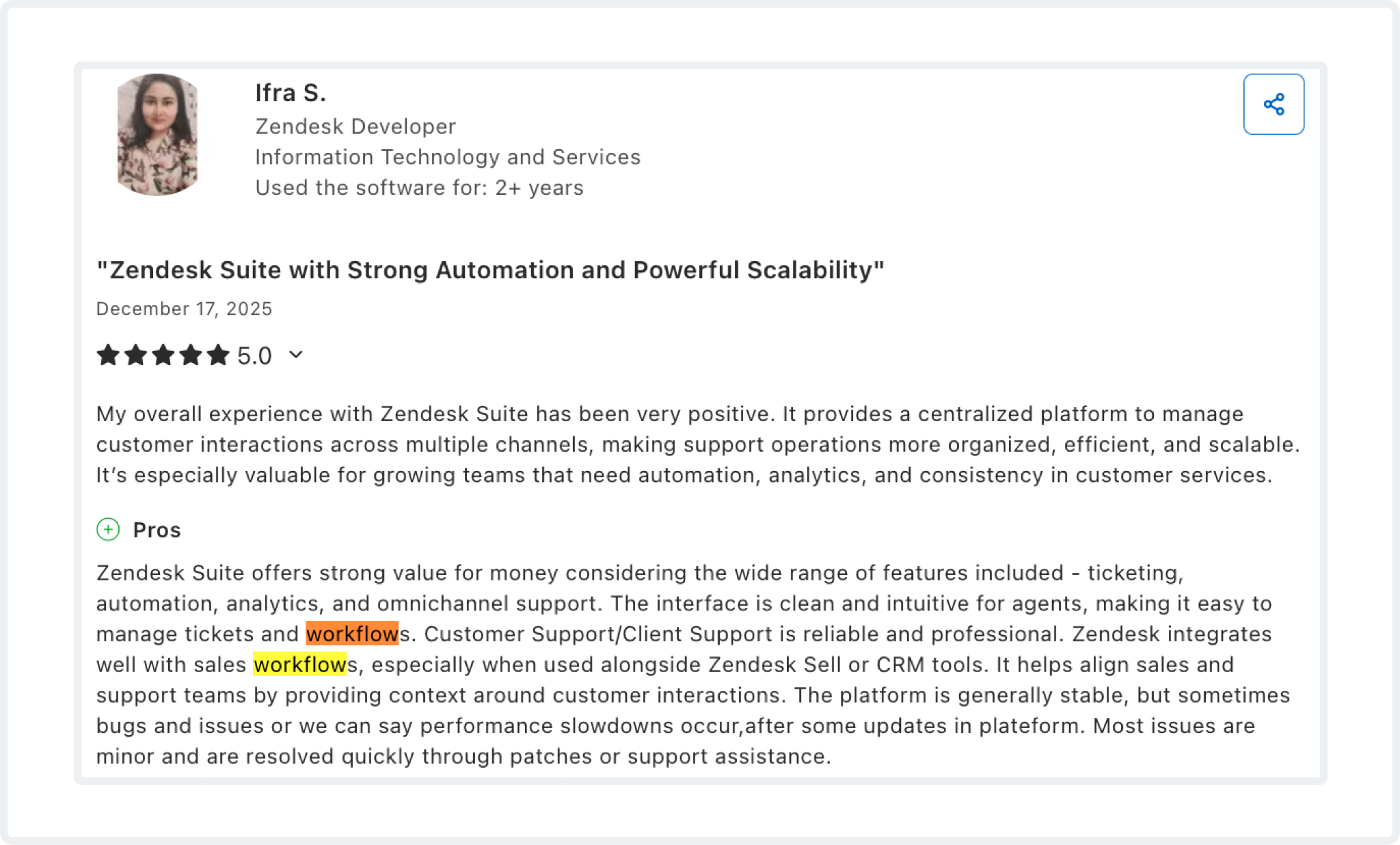 Capterra review by Ifra S.